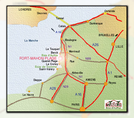 Location and map of Fort Mahon Plage